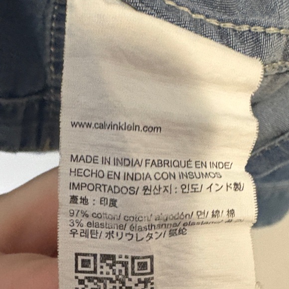 Calvin Klein Jeans Blue Denim Pearl snap long sleeve button up XL - Picture 3 of 5